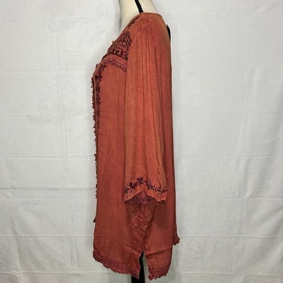 Ana-K Anandas Collection Long-Sleeve Embroidered Peasant Top Tunic Sz Large NWT - Picture 6 of 11